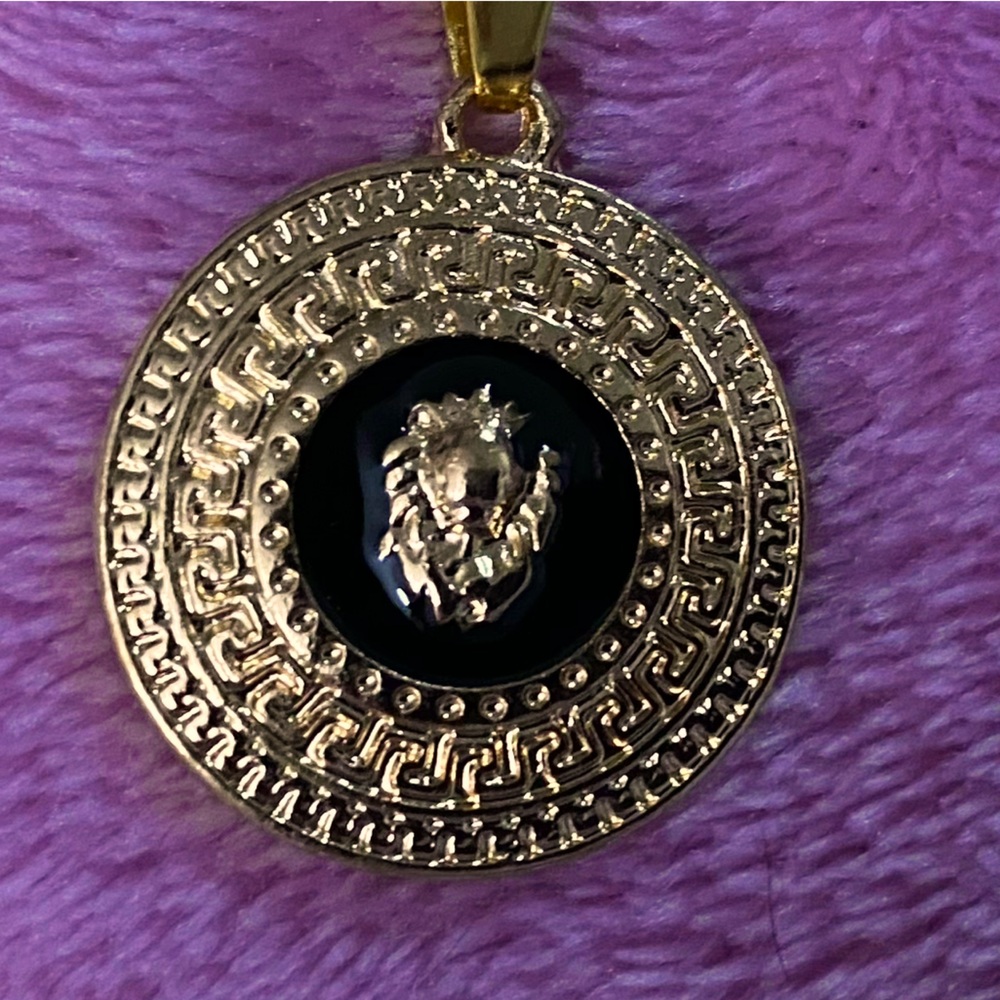 Versace Style La Medusa Crystal Gold Necklace